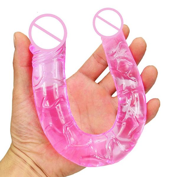 Jouets sexuels féminins Yifeng femmes à double tête dragon phallus simulation de cristal transparent lesbienne faux pénis masturbateur mari et femme intérêt sexuel