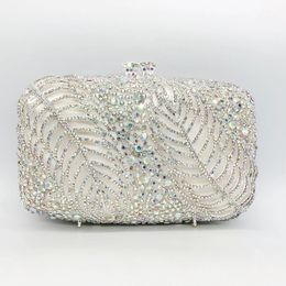 Femme argent blanc strass sac à main de mariage sacs de soirée cristal Minaudiere XIYUAN femmes strass bal sacs à main sacs de cocktail 240130