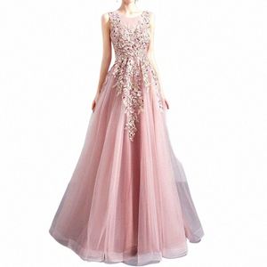 Vrouwelijke mouw van mouw fr. Bruidschroeven Elegante luxe roze baljurk vrouwen maxi kralenavond formeel mesh vestidos x4hr#