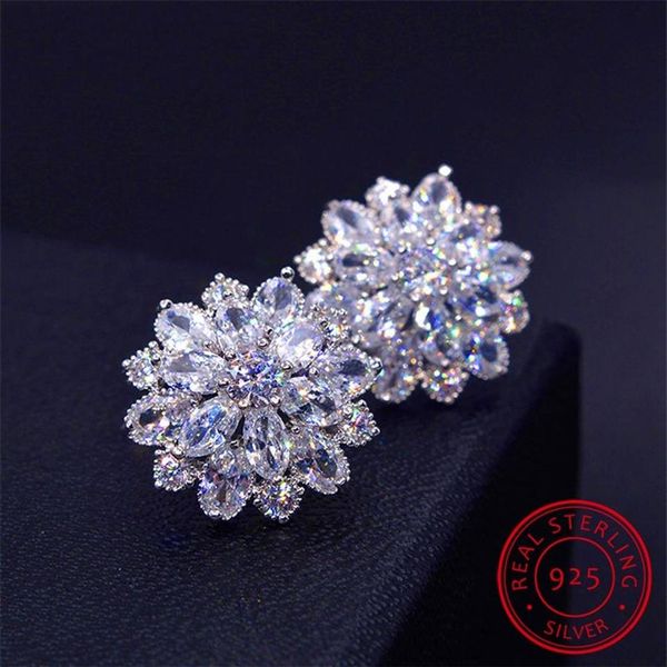 Boucles d'oreilles flocon de neige pour femmes, bijoux en argent Sterling 100% véritable, Double diamant de haute qualité, 925a, 279a