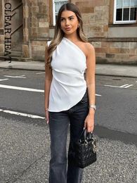 Vrouwelijke Solid Strapless Asymmetrische Corset Tops Mode Sexy Zijrits Ruches Slanke Top Zomer Vrouwen High Street Hemdje 240229