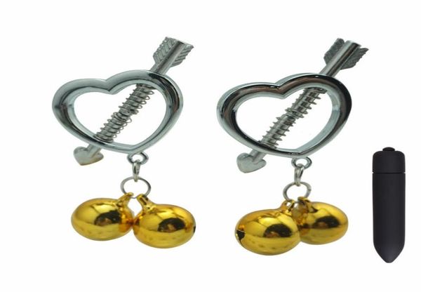 Pince de jeu de torture en acier inoxydable pour femme, anneau de cloche, clips de mamelon en métal, sein BDSM, retenue de bondage, vibrateur fétichiste, jouet sexuel 7463770