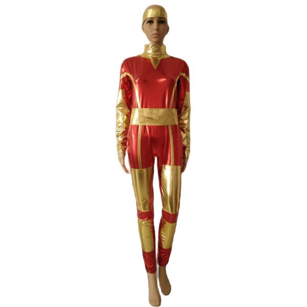 Catsuit de superhéroe femenino, disfraces metálicos brillantes Zentai, Cosplay de Halloween para mujeres/niñas, mono completo