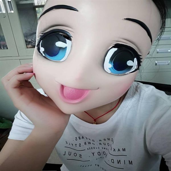 Máscara de Kigurumi de media cabeza para chica dulce femenina con ojos BJD, Cosplay de dibujos animados, papel de Anime japonés, máscara de Lolita 2013