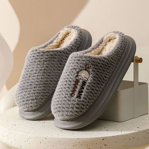 Femme semelle épaisse coton pantoufles hiver mode loisirs chaud maison antidérapant silencieux intérieur doux en peluche offre spéciale