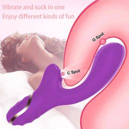 Vibrador femenino 2in1 Estimulador de succión del clítoris Gspot GSPOT Peque de pene Vibrante Orgasmo de calidad para adultos 240524