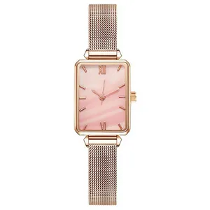 Montres femme 24mm bracelet en cuir tissu rond montres décontractées mouvement étanche montre à Quartz cadeaux pour fille