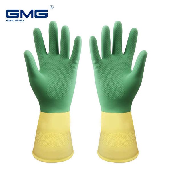 Guantes de látex de goma impermeables para mujer, guantes para lavar platos, cocina, herramientas de limpieza duraderas para el hogar, además de terciopelo