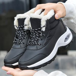 Vrouwelijke waterdichte sneeuw dame pluche laarzen warme enkel winterschoenen vrouwen mode wandelen casual designer plus maat i