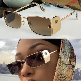 Gafas de sol femeninas con montura chapada en oro 3110 diseñador Detalle de la lente Gafas de protección UV para exteriores de alta calidad rectangulares para mujer con estuche y paño de limpieza