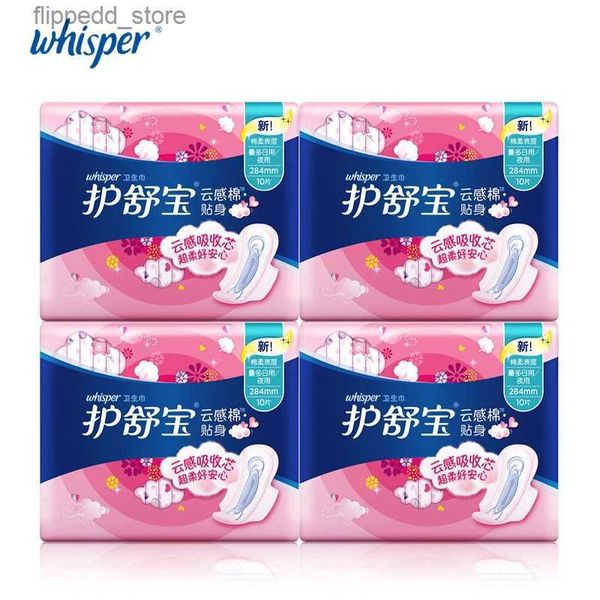 Hygiène féminine Serviette hygiénique en coton doux Whisper Serviettes hygiéniques parfumées ultra fines pour femmes Jour Nuit 284 mm Débit lourd 10 serviettes * 4 paquets Q240222