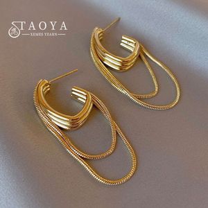Vrouwelijk temperament metaal Tassel geometrische oorbellen 2024 Nieuwe ontwerp sieraden Wedding Party Accessoires voor damescadeau