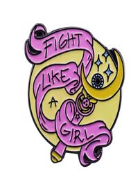 Feminism Email Pin Quotfight Like a Girlquot Sailor Moon Magic Wand Badge Women039s Broche Tas Accessories5736973