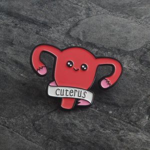 Alfileres, Broches Feminismo ¡Hurra! Dibujos animados Cuterus Uterus Esmalte Pins Insignia Pin de solapa Accesorios Girl Power Derechos de las mujeres Regalo feminista1