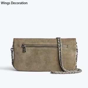 Femme Crossbody Handtas Echte lederen keten Ladie Bandolera Mujer Wing Decoration Bags For Women Messenger schouderbolsas