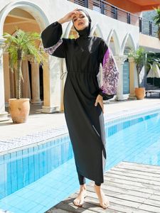 Femme moslim badmode vrouwen lange mouw zwempak islamitisch zwempak bescheiden gewaden gewoon badkleding met hijabkleding 240419