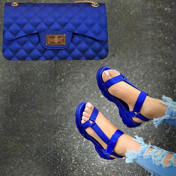Femmes Sandales Sandels For Women Summer Slides And Purse Set Blue Bag Lady Zapatillas Monederos Zapatillas De Mujer Scarpe Da Donna