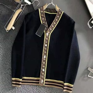 Suéter de diseñador para hombre doble f bordado cardigan de punto con cuello en v suéter de lana hombre chaqueta casual abrigo de mujer