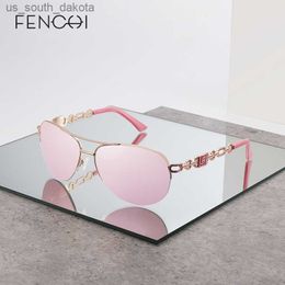 FENCHI Anti-Bleu Rose Blanc De Luxe Pliot Lunettes De Soleil Femmes Zonnebril Dames Or Rose Cadre Femme Lunettes De Soleil Oculos Feminino L230523