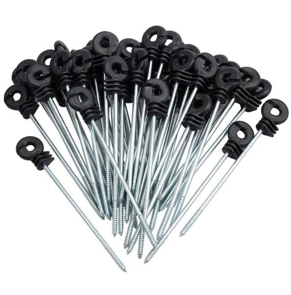 Cercado de trellis puertas 25 pcs aisladores de distancia de la cerca eléctrica aisladores de anillo de plástico tornillo largo para madera posterior1327127