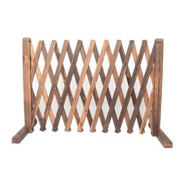 Clôture en treillis rétractable et extensible en bois, sécurité pour animaux de compagnie, pour Patio, jardin, décoration de pelouse, carbonisée, anticorrosive, 260D