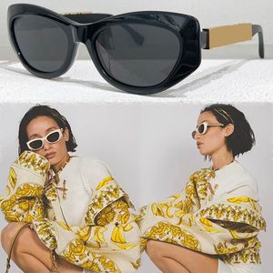 Fendace Logo V1 Black Acetate Cat Eye Sunglasses Sungasses Gold Metal Temple Fendace Lettrage Symbole d'une collaboration créative Style unique à la mode avec boîte originale