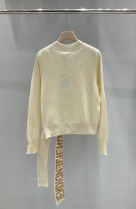 Fende dames truien designer trui sweater elegante dames shirts luxe kleding korset shirt gouden munt gesp gestreepte gebreide holle breien trui