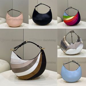 Fendgraphy Bolso pequeño de lana de pata de gallo marrón Bolsos hobo Tela Bolso de hombro de diseñador con parte inferior de media luna de metal dorado vintage Bolso de lujo Bolsos de mano negros