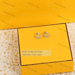 Fendiearring Stud Diamond oorbellen Designer voor heren Women Gold Hoop Earring F 925 Silver Luxury Hoop Letter Design Dange kleine mode -sieraden met doos