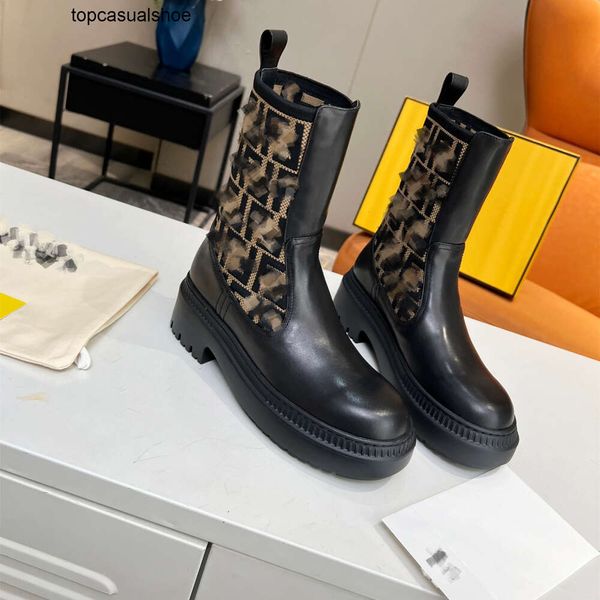 Bota Fendyity para mujer Combat Zucca Italia Patrón Domino Switching Botines con cordones de cuero Plataforma negra marrón Botines gruesos Puño Biker Moto Diseño de bota Chelsea