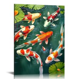 Feng Shui Nine Koi Fish Lucky Landscape Affiche Toivale Impression de grands imprimés d'art mural et affiches Chambre Aesthésie Salon DÉCOR DE CHAMBRE