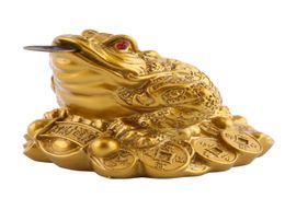 Feng Shui Toad Money Lucky Fortune richesse chinois Golden Frog Toad Coin du bureau à domicile Décoration Ornements de table