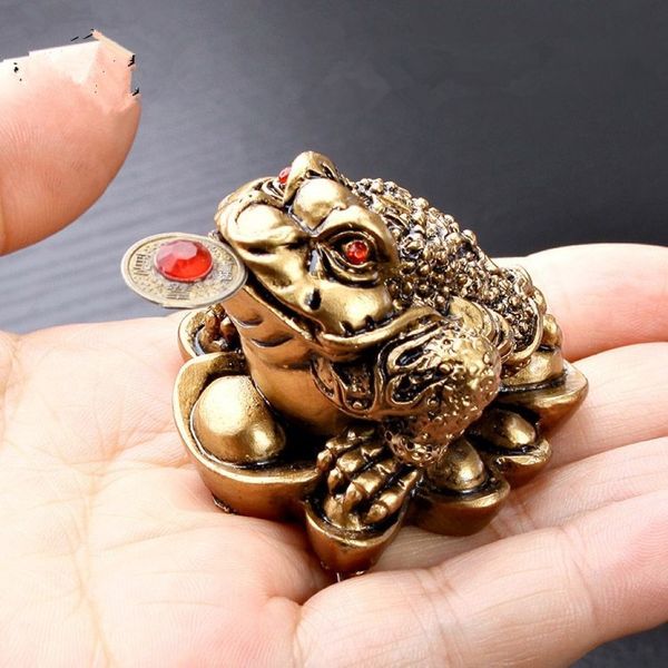 Feng Shui crapaud argent porte-bonheur, richesse, grenouille dorée chinoise, pièce de monnaie, décoration de maison et de bureau, ornements de table Lucky281u