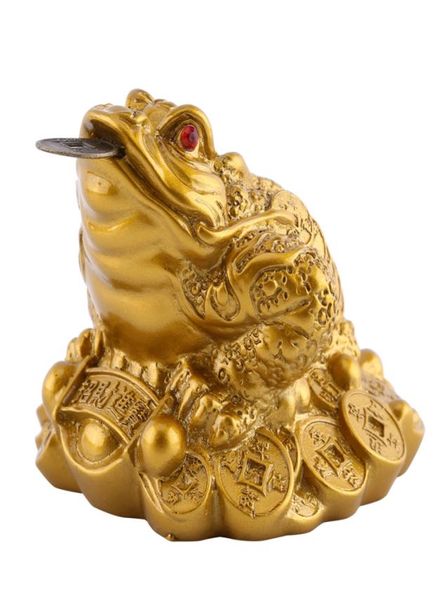 Feng Shui Toad Money Lucky Fortune richesse chinois Golden Frog Toad Coin du bureau à domicile Décoration Ornements de table