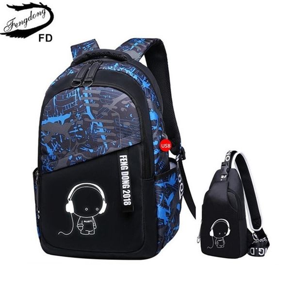 FengDong niños mochilas escolares para niños honda pecho bolsa impermeable mochila escolar para niñas mochila mochila niños bolso de hombro LJ201225