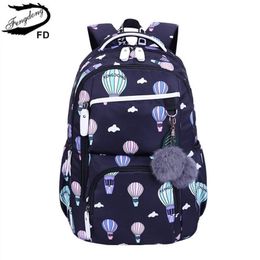 Fengdong schattige rugzak Waterprof Nylon School Backpack voor kinderen Schooltassen voor meisjes Kind Bookbag Vrouwelijke reis Laptop Bag LJ201225