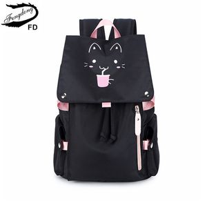 Fengdong mignon enfants école sac à dos étanche sacs en nylon pour filles étudiant bande réfléchissante lumineuse fille cadeau 211021