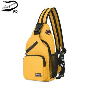Fengdong Fashion Yellow Small Crossbody Bags For Women Messenger Sling Chest Tas Vrouw Mini Travel Sport Schouderpakket 240416