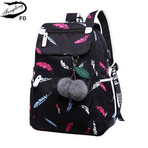 Fengdong schooltassen voor tienermeisjes waterdichte school rugzak USB Bookbag Children's Backpack Child Laptop Bag Drop LJ201225