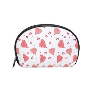 FengJu Multifuncition Shell make-up tas Purse Half Moon Opknoping Travel toiletartikelen Pouch For Girls Vrouw Hearts Lover Bags Cases