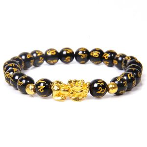 Fengshui pixiu armband natuurlijke obsidiaan stenen kralen armbanden voor vrouwen mannen rijkdom veel geluk boeddha unisex polsbandje sieraden 240417