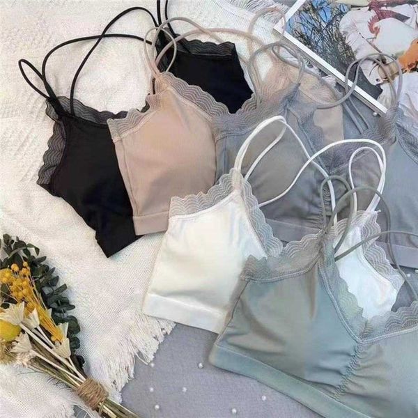 Fengzhixin Traceless Ice Silk Retour Petite Sangle Débardeur Dentelle Enveloppé Soutien-Gorge Sous-Vêtements pour Femmes Largeuop