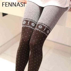 FENNASI femmes collants chauds épais avec imprimé collants à pois neige collants Sexy femmes coton jambières collants noirs Y1130