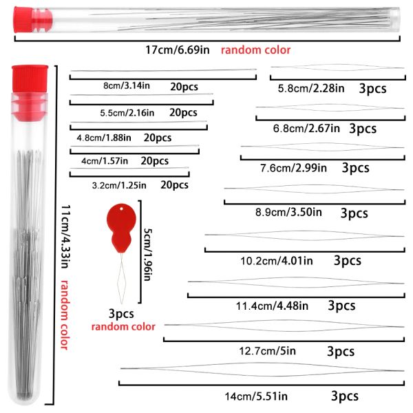 Fenrry perle filetage aiguille ouverte à perles d'aiguilles épingles à perles incurvées aiguilles à perles droites