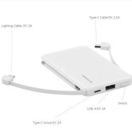 Banque d'alimentation de câble intégrée Feringing 5000mAh Type C Mini chargeur portable PowerBank External Battery Charge pour OnePlus Pover Bank