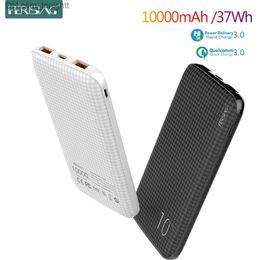 FERISING PD Dual USB + Type C PowerBank 10000 mAh Draagbare externe batterijlader QC 4.0 3.0 10000 mah voor Power bank Q230826