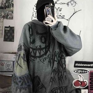 Fernan Goth Sweatshirts Dames Grunge Japan Stijl Anime Hip Hop Hoodie Oversized Punk Vrouwelijke Tops Lange Mouw Gothic Alt Clothes 210830