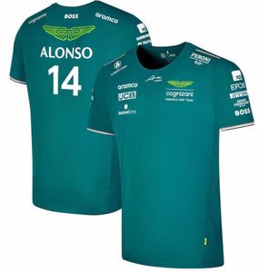 Fernando Alonso Aston Martin Aramco Mens T-shirts Cognizant F1 Polos 2023 Officiële team Polo Zomerheren Casual snel drogende korte mouwmode