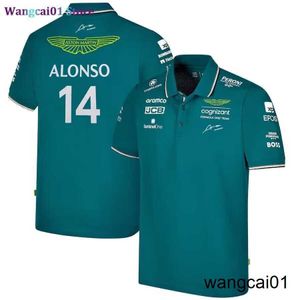 Fernando Alonso Wangcai01 Polos pour hommes 2023 Aston Martin 14 Sports Polo Green Hophebab No Fade F1 Racing Team Driver Polo Livraison rapide 0315H23