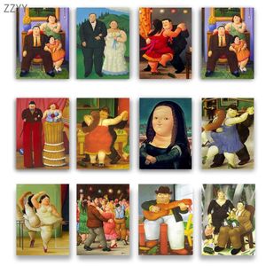 Fernando Botero Beroemde Canvas Olieverf Vet Paar Dansen Poster en Print Wall Art Foto voor Livin Room Home Decoration239C